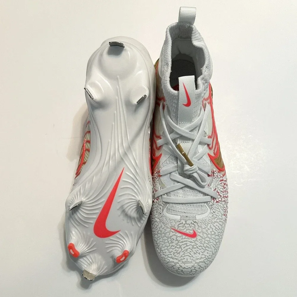 NIKE Alpha Huarache NXT Baseball Cleats Mens 11 Playoff Pack White Gold Crimson - Picture 4 of 7